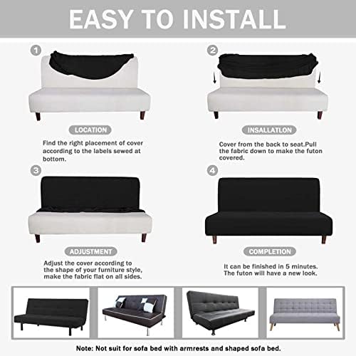 Hixingo Stretch Armless Futon Cover Elastic Bottom with Soft Check Pattern Pink