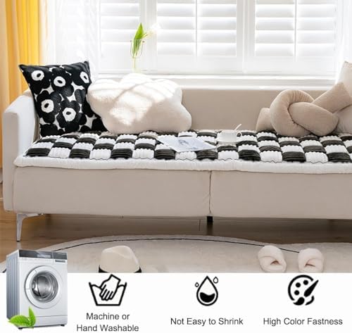 DECHEENG Funny Fuzzy Couch Cover with Plaid Pattern