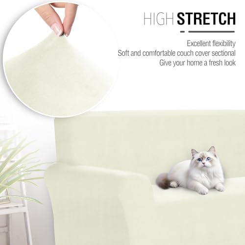 ALIECOM Velvet L Shape Sofa Cover for Living Room