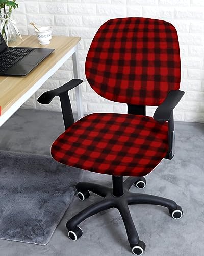 Double Love Red Black Plaid 2 Piece Chair Cover Set