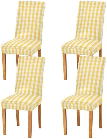 Buffalo Plaid Yellow Chair Covers Set of 2 1