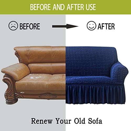 Qubjus Stretch Sofa Slipcover with Elastic Bottom and Skirt