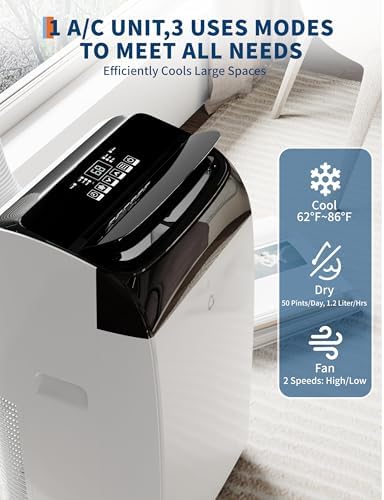 GarveeLife 12000 BTU Portable Air Conditioner with Remote Control and Fan Modes