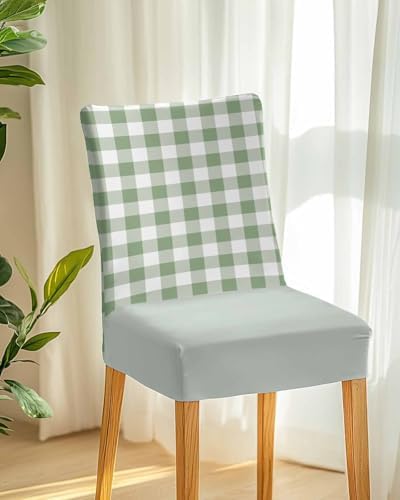 Savannan Chair Covers Set of 4 Sage Green Buffalo Plaid 1