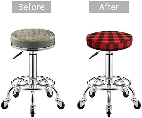 Pevtufa Red Black Plaid Bar Stool Cover Round Cushion