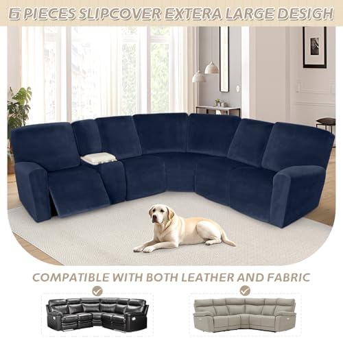 Arfntevss Velvet Sectional Recliner Slipcover Set