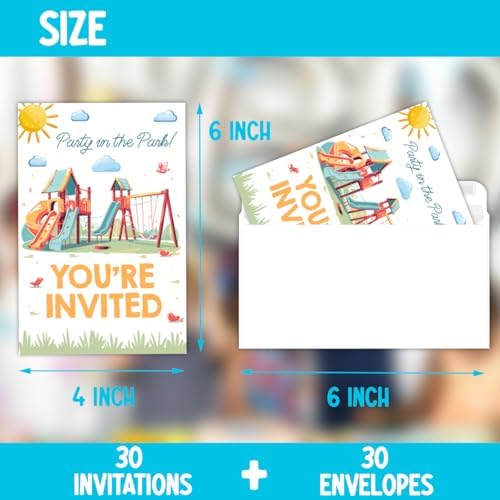 Park Theme Birthday Invitations with Envelopes