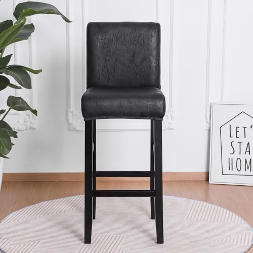 FORCHEER Stool Covers Set of 4 Black Bar Stool Chair Covers with Backs