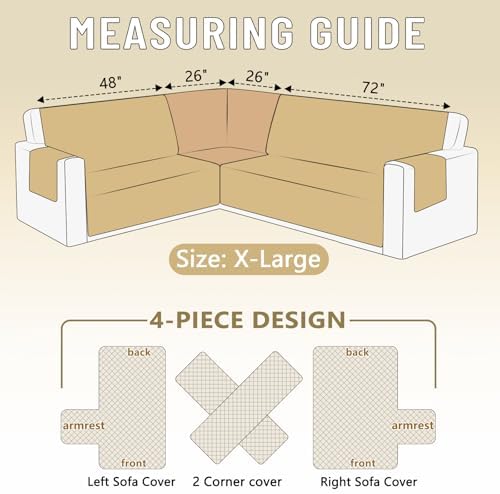 HDCAXKJ 4 Piece L Shape Sofa Cover Set for Pets and Kids