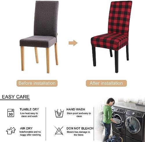 SearchI Christmas Chair Covers Set of 4 Black Red Plaid 1