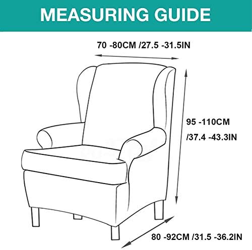 Wingback Chair Cover 2 Piece Durable Soft Slipcover for Armchair