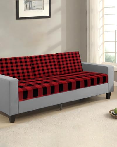 Red and Black Buffalo Plaid Sofa Cushion Cover