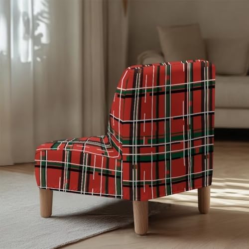 Christmas Plaid Armless Sofa Chair Cover with Removable Slipcover