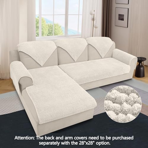 Arfntevss Plush L Shape Sofa Cover for Sectional Couch 2 Pieces 1