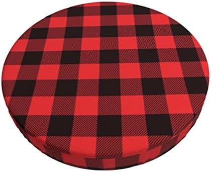 Pevtufa Red Black Plaid Bar Stool Cover Round Cushion