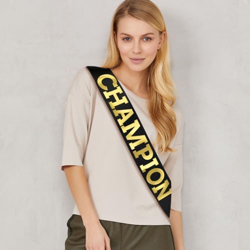 CHAMPION Black Gold Sash for Parties and Contests