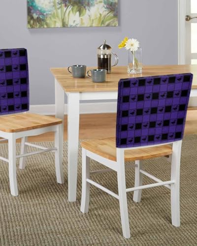 Halloween Chair Covers Set of 4 Purple Black Plaid 1