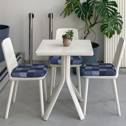 Blue Gingham Buffalo Check Seat Covers for Dining Room Chairs