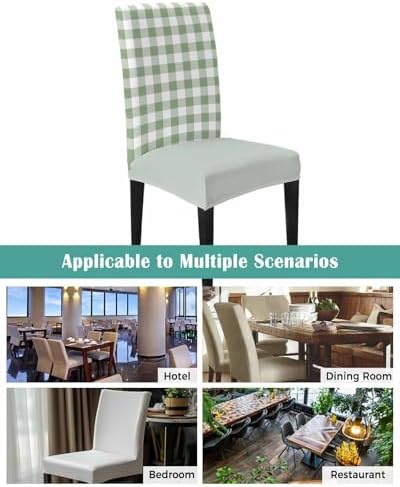 Savannan Chair Covers Set of 4 Sage Green Buffalo Plaid 1