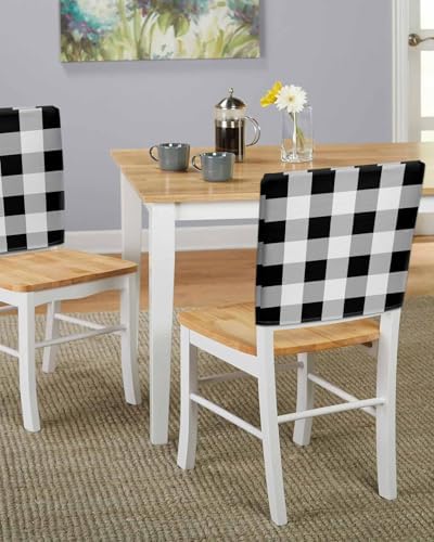 Black White Buffalo Check Dining Chair Covers Set of 4
