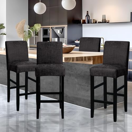 FORCHEER Stool Covers Set of 4 Black Bar Stool Chair Covers with Backs