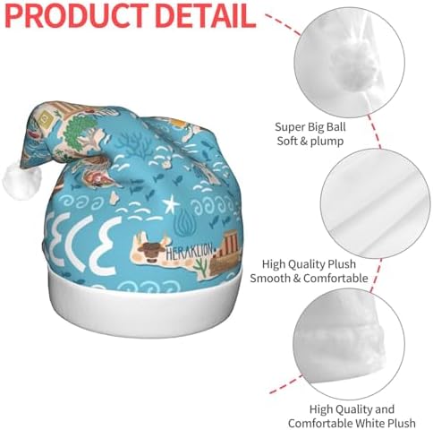 Greece Map Print Christmas Hat with LED Lights 1
