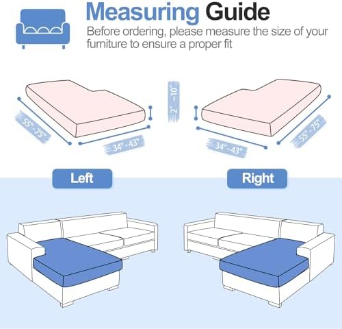 WEYOND L Shape Sofa Cover Pale Pink Chenille Slipcover for Sectional Sofa