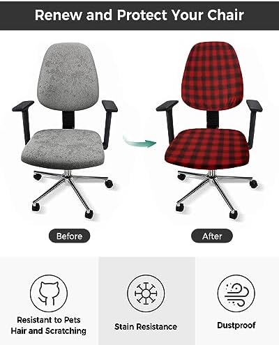 Double Love Red Black Plaid 2 Piece Chair Cover Set