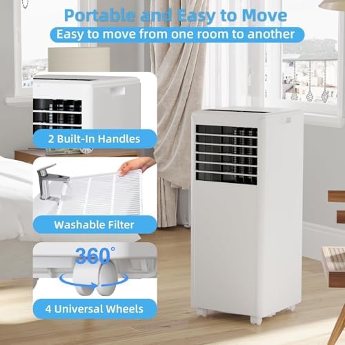 8000 BTU Portable AC Unit with Remote Dehumidifier Fan Modes