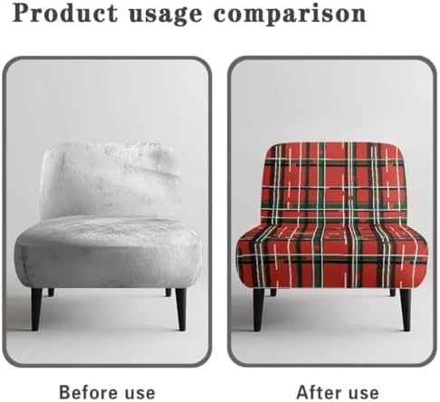 Christmas Plaid Armless Sofa Chair Cover with Removable Slipcover