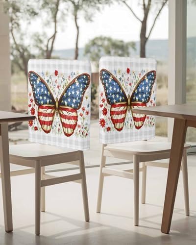Patriotic USA Dining Chair Back Covers Set of 4
