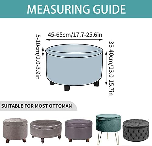 Teal Round Ottoman Cover 2 Piece Soft Plaid Slipcover