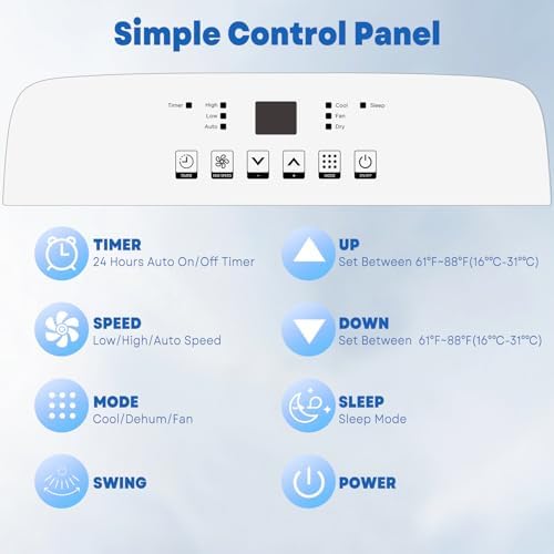 10000 BTU Portable Air Conditioner with Remote Control and Auto Swing 1