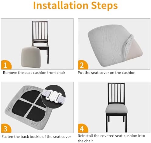 Waterproof Chair Seat Covers 4PCS Light Grey