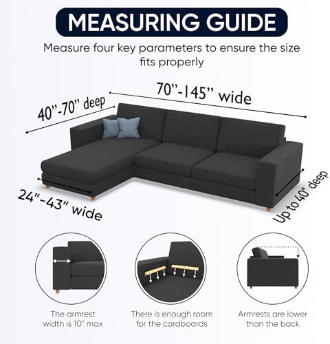PAULATO Sectional Couch Cover - L-Shape Slipcover - Washable - Cream