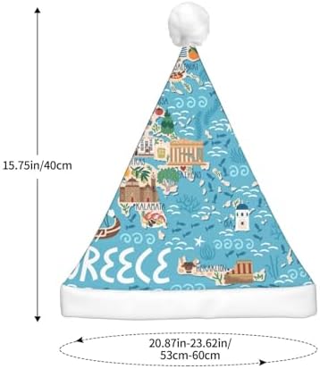 Greece Map Print Christmas Hat with LED Lights 1