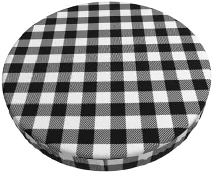 White Black Buffalo Plaid Gingham Stool Cover 12 Inch Velvet Cushion