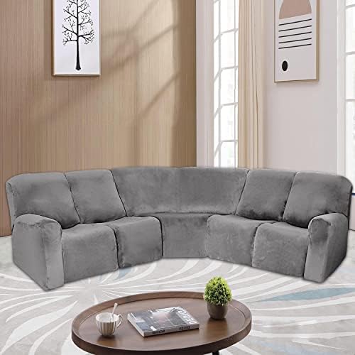 7 Piece Velvet Sectional Sofa Covers for Reclining L Shape Sofa