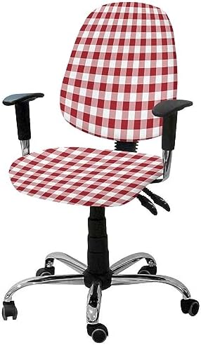 ALAGEO 2 Piece Red White Plaid Office Chair Cover