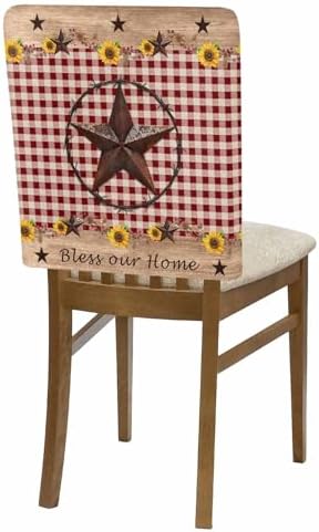 Dining Chair Cover Set of 4 Farmhouse Retro Country Star Pattern