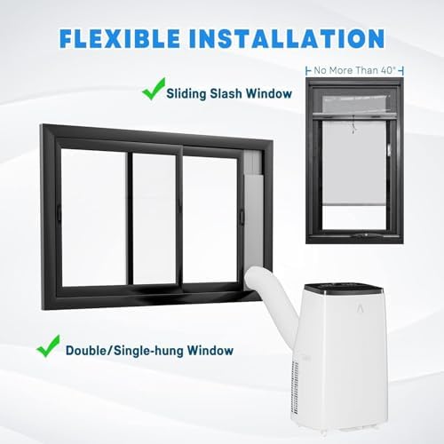 Euker 14000 BTU Portable AC Unit with Vent Kit Black White