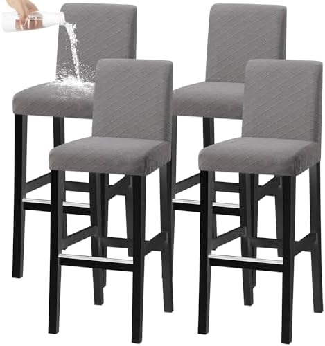 KELUINA Bar Stool Covers Set of 4 Light Grey