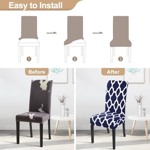 SearchI Dining Chair Covers Set of 6 Navy Blue 1