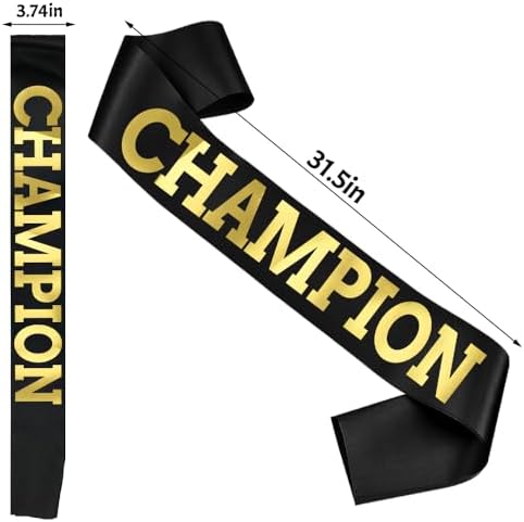 CHAMPION Black Gold Sash for Parties and Contests