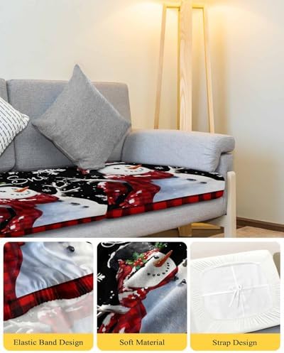 Black Red Christmas Sofa Cushion Covers for L T Shape Sofas