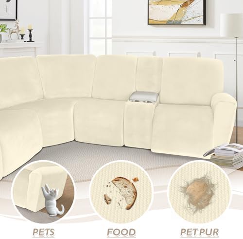 Arfntevss Recliner Sofa Cover Set for 5 Seats with Console