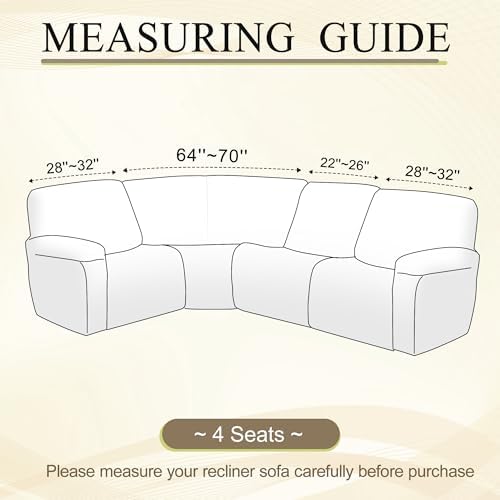 100 Waterproof Recliner Sectional Couch Covers 4-Piece L Shape Set