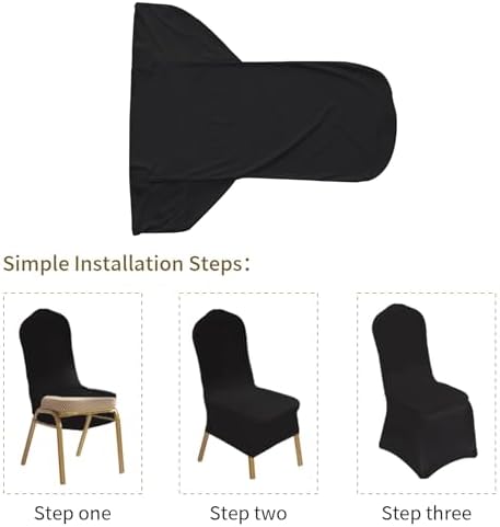 10 Pcs Black Washable Removable Chair Covers for Weddings and Banquets