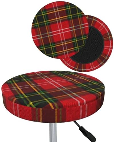 Tartan Plaid Red Green Stool Slipcover Set of 2