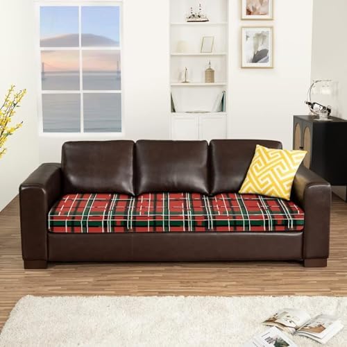 Christmas Plaid Sofa Cover with Elastic Bottom